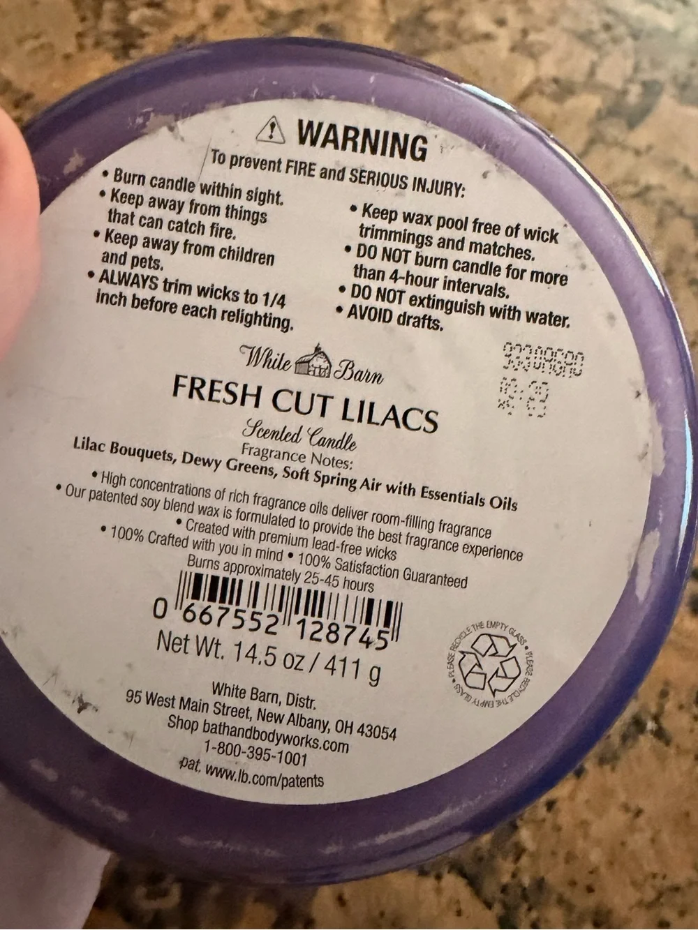 NWT White Barn 3 wick Fresh Cut Lilacs scented candle - Picture 3 of 5